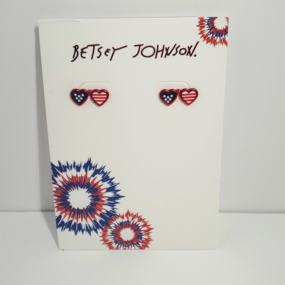 BETSEY JOHNSON || Red White & Blue Stud Earrings.